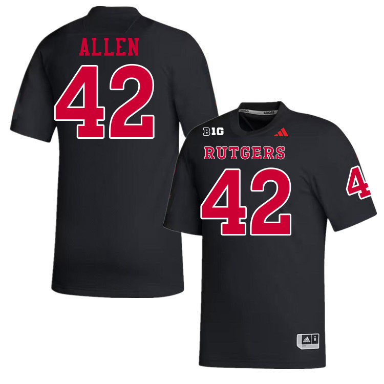 Men #42 DJ Allen Rutgers Scarlet Knights 2024 College Football Jerseys Stitched-Black